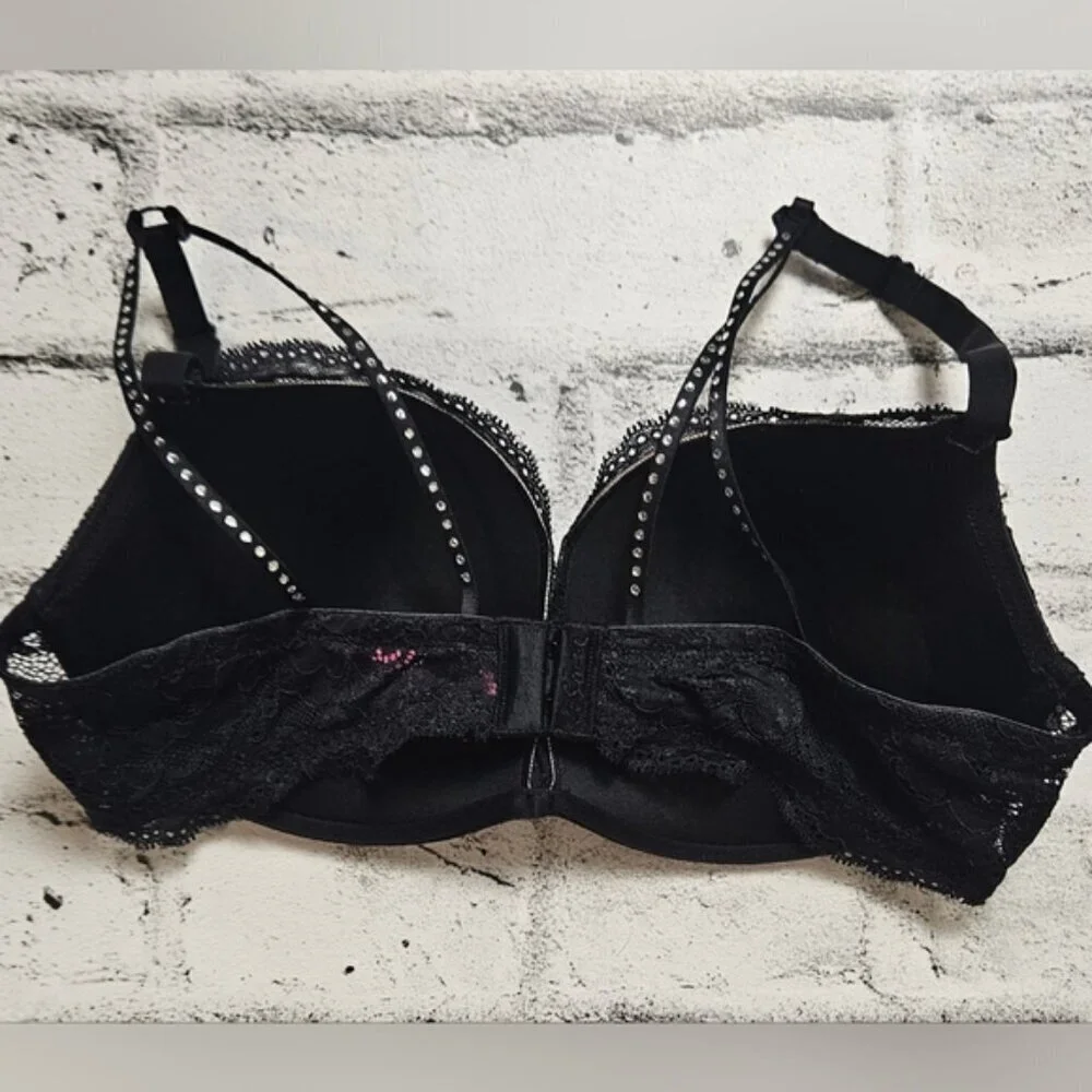 Black Lace Push Up Bra 36C Underwire Padded Sexy Lingerie La Senza